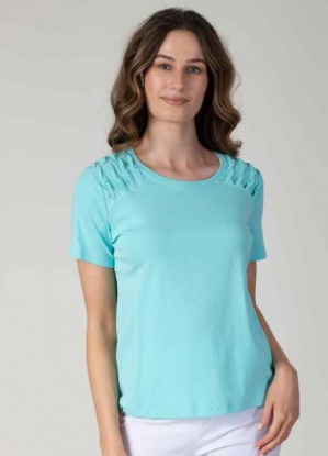 Jessica Graaf Turquoise Diamante Shoulder Detail T-Shirt